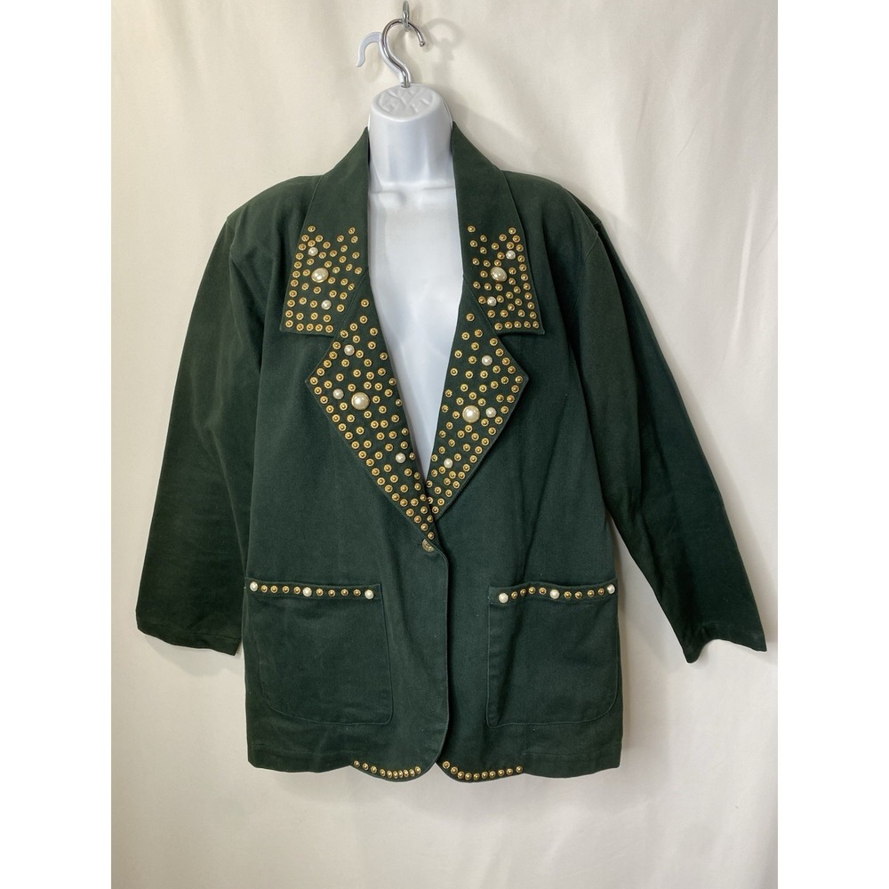 Vintage Prestige New York Studded Denim Jacket BLazer Size Large Western Rodeo